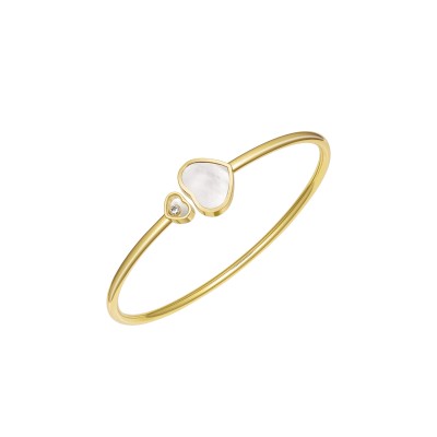 CHOPARD HAPPY HEARTS BANGLE, ETHICAL YELLOW GOLD, DIAMOND, MOTHER-OF-PEARL @857482-0300